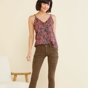 Evereve Peyton Jensen Gisela‎ Snakeskin Cami Black Pink Women’s Size XS EUC